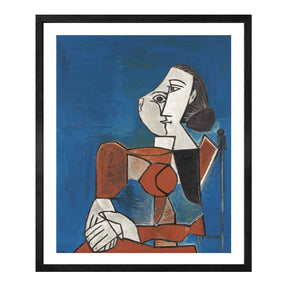 Pablo Picasso Wall Art Woman Sitting In Red Suit Poster Framed Art