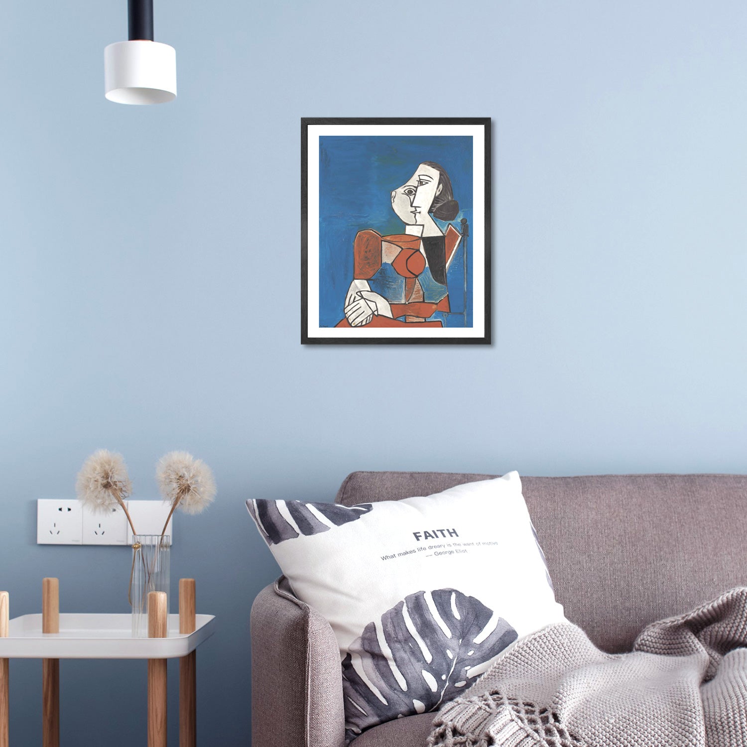 Pablo Picasso Wall Art Woman Sitting In Red Suit Poster Framed Art