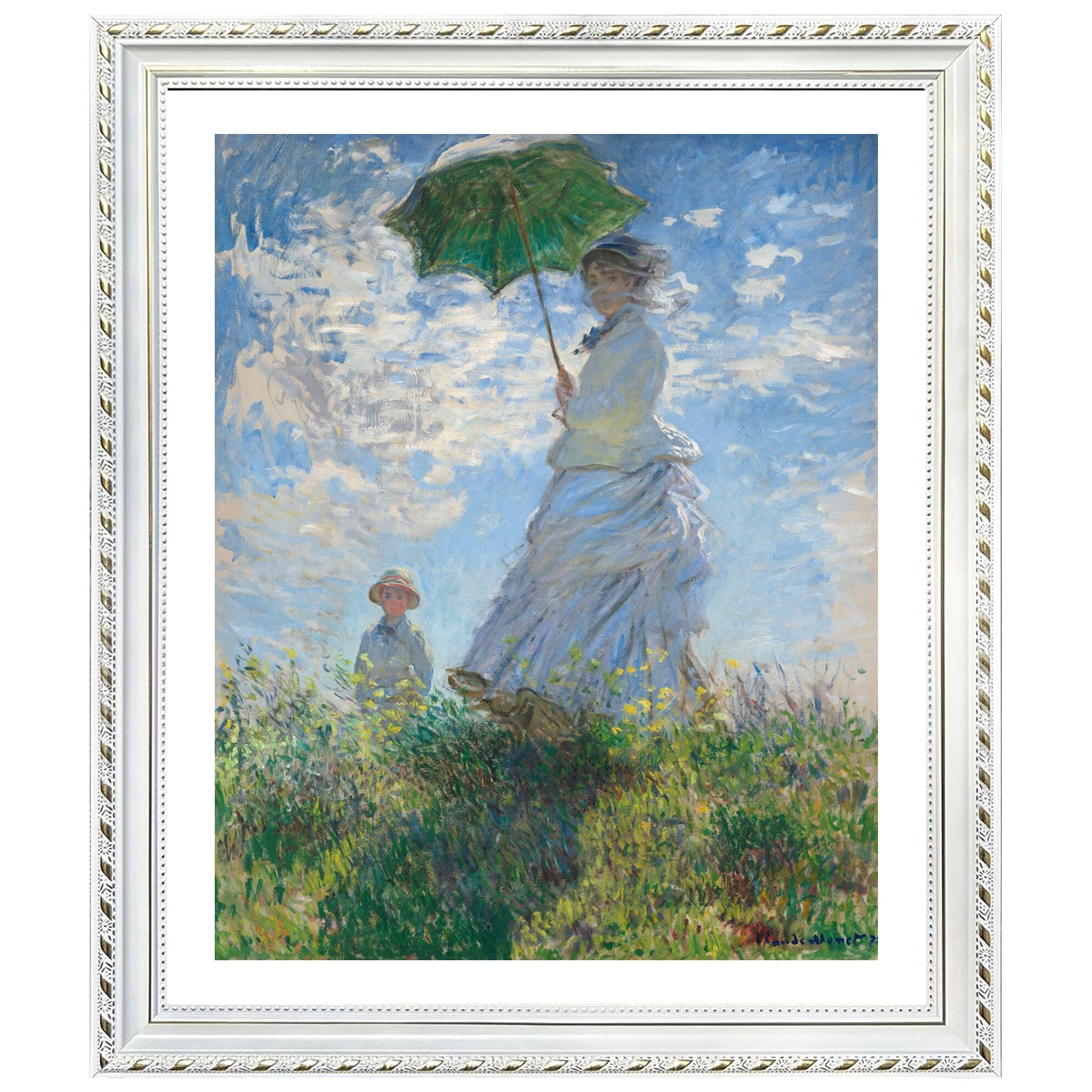 Claude Monet Wall Art Woman With A Parasol In The Garden In Argenteuil Poster Framed