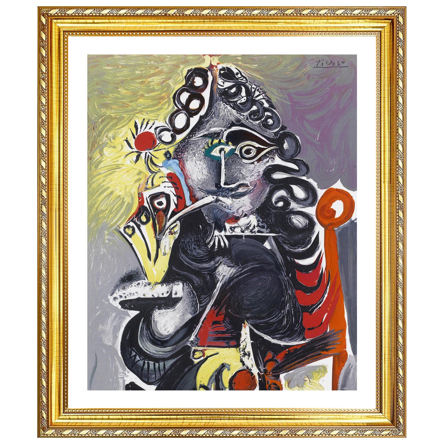 Pablo Picasso Wall Art Woman With Curling Hair Poster Framed Art
