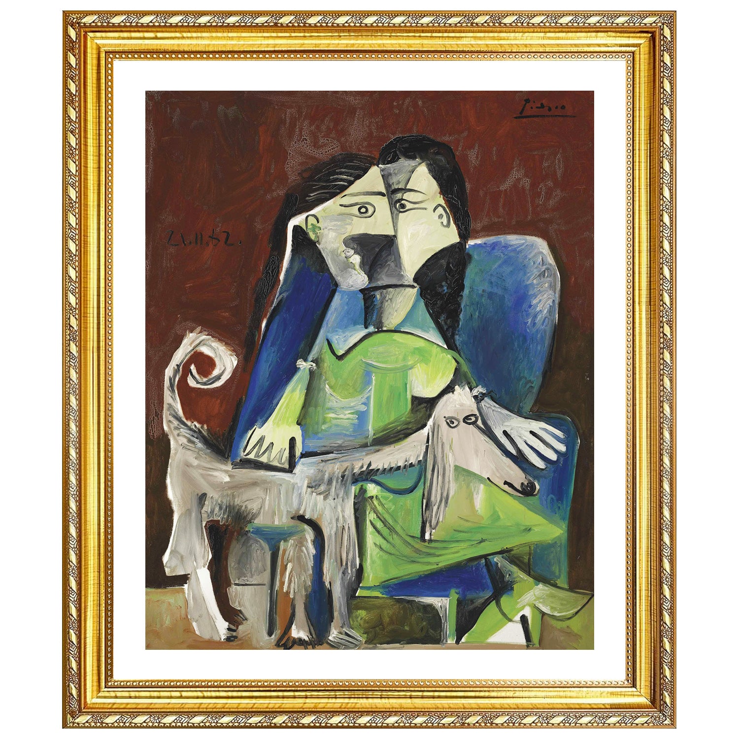 Pablo Picasso Wall Art Woman With Dog Poster Framed Art