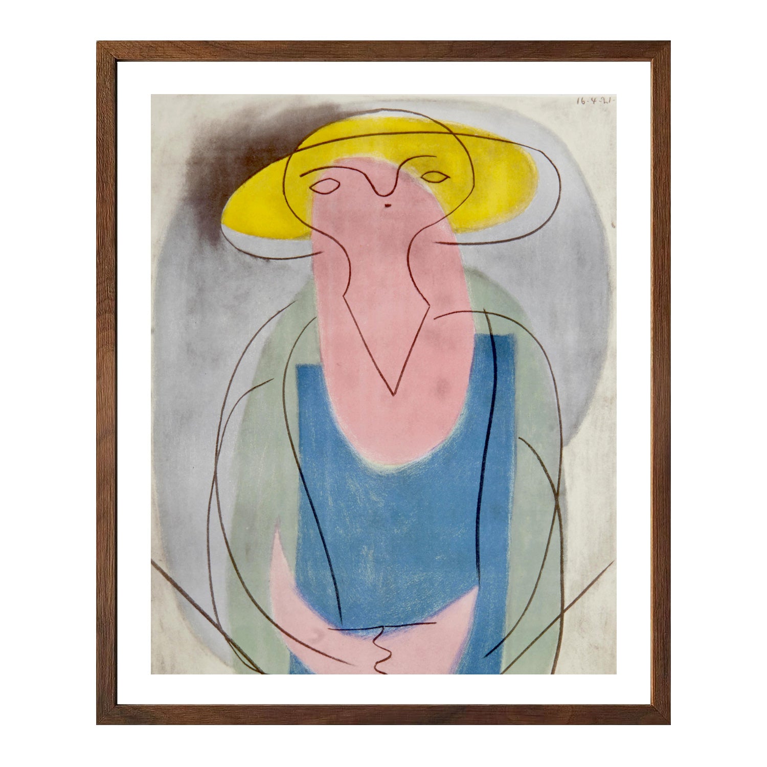 Pablo Picasso Wall Art Woman With Yellow Hat Poster Framed Art