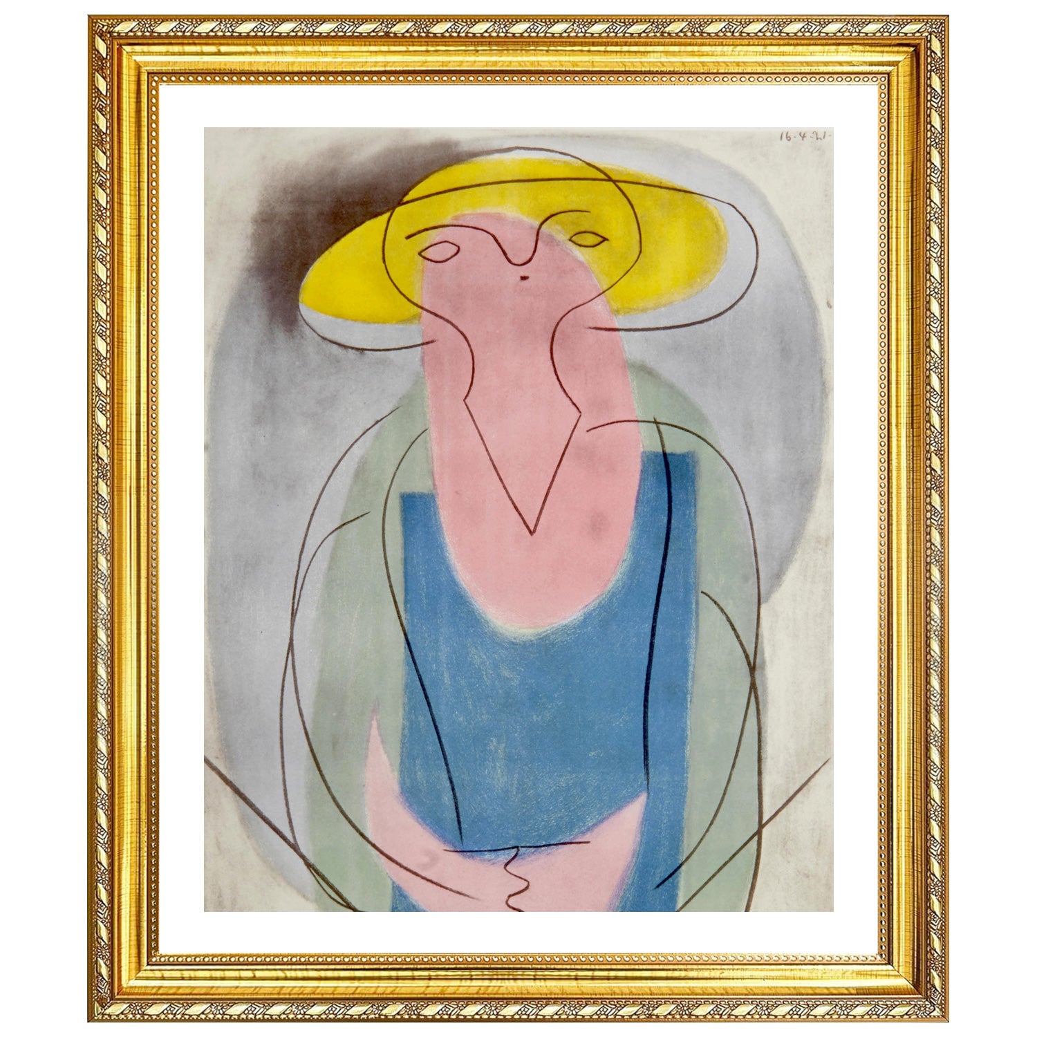 Pablo Picasso Wall Art Woman With Yellow Hat Poster Framed Art