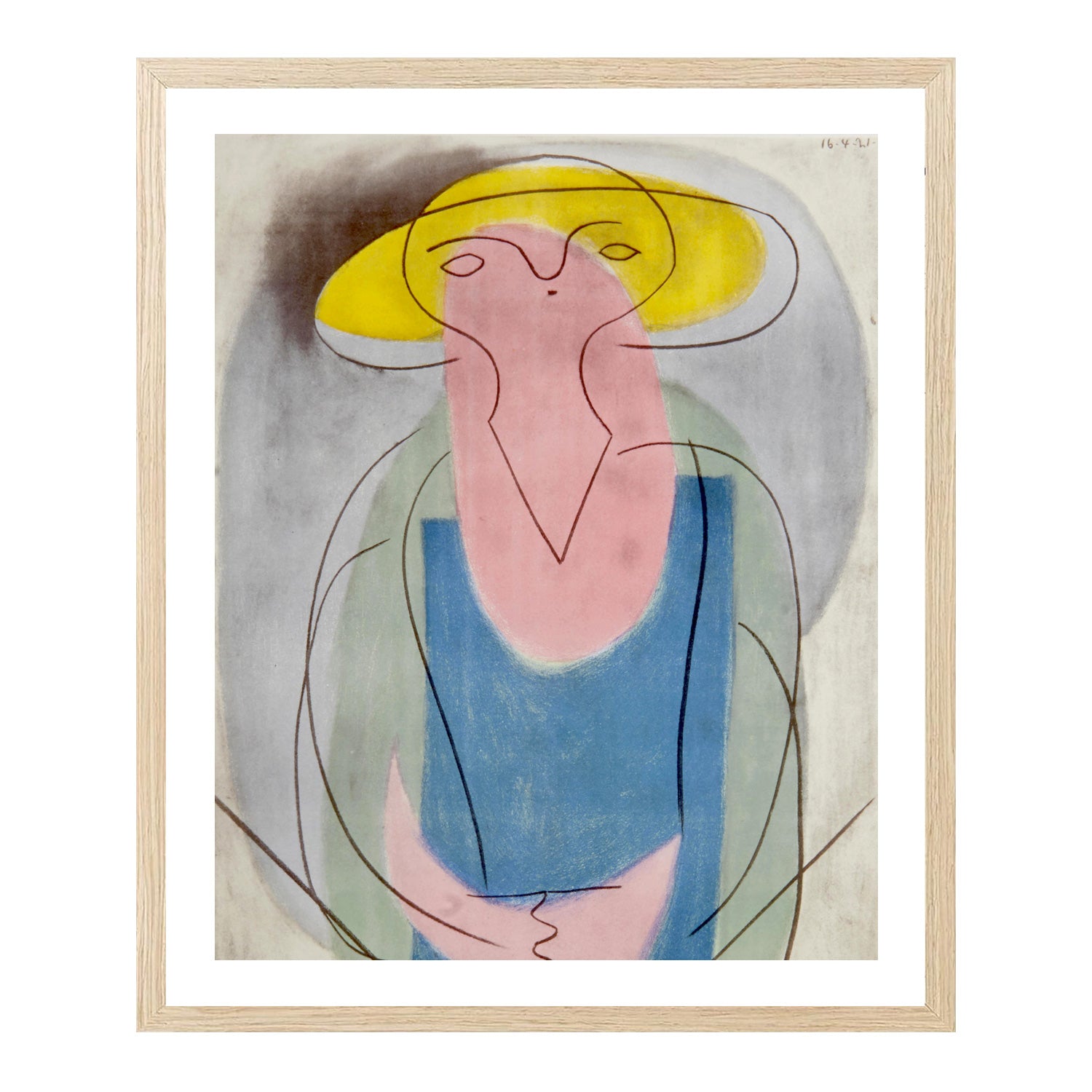 Pablo Picasso Wall Art Woman With Yellow Hat Poster Framed Art