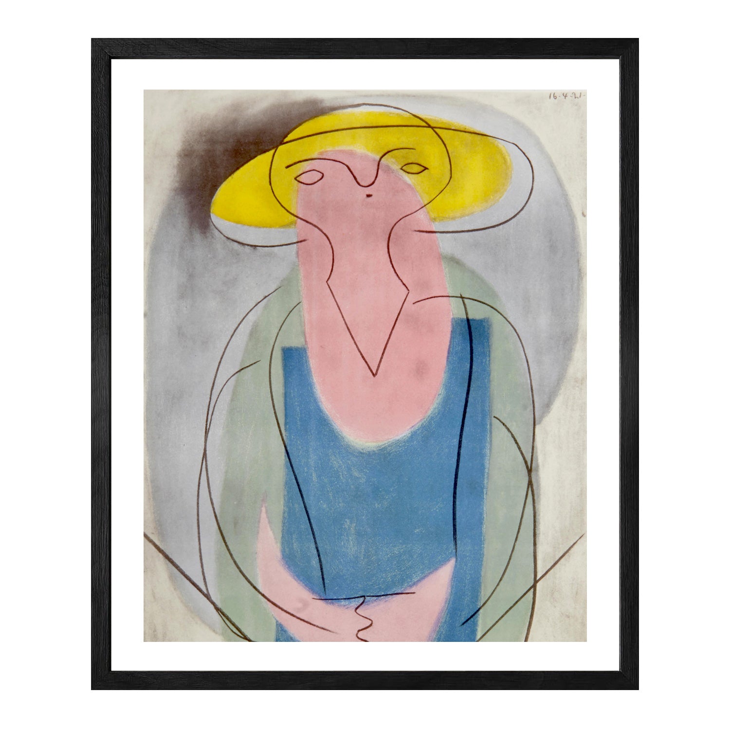Pablo Picasso Wall Art Woman With Yellow Hat Poster Framed Art