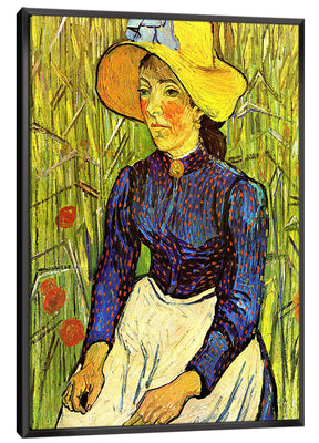 Young Peasant Woman With Straw Hat Sitting In The Wheat Canvas Art