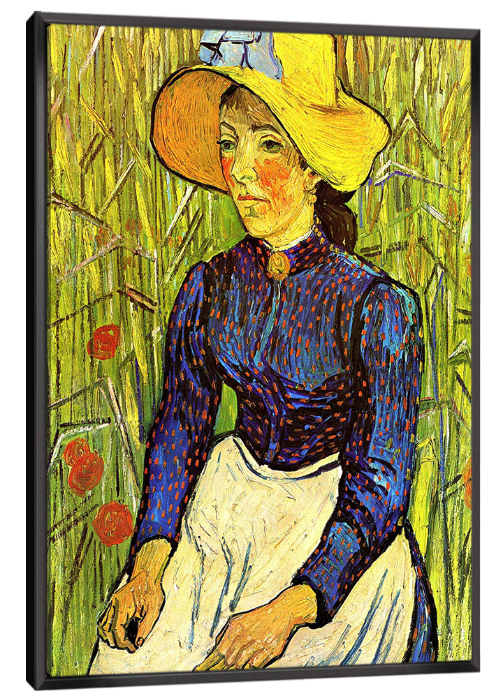Young Peasant Woman With Straw Hat Sitting In The Wheat Canvas Art