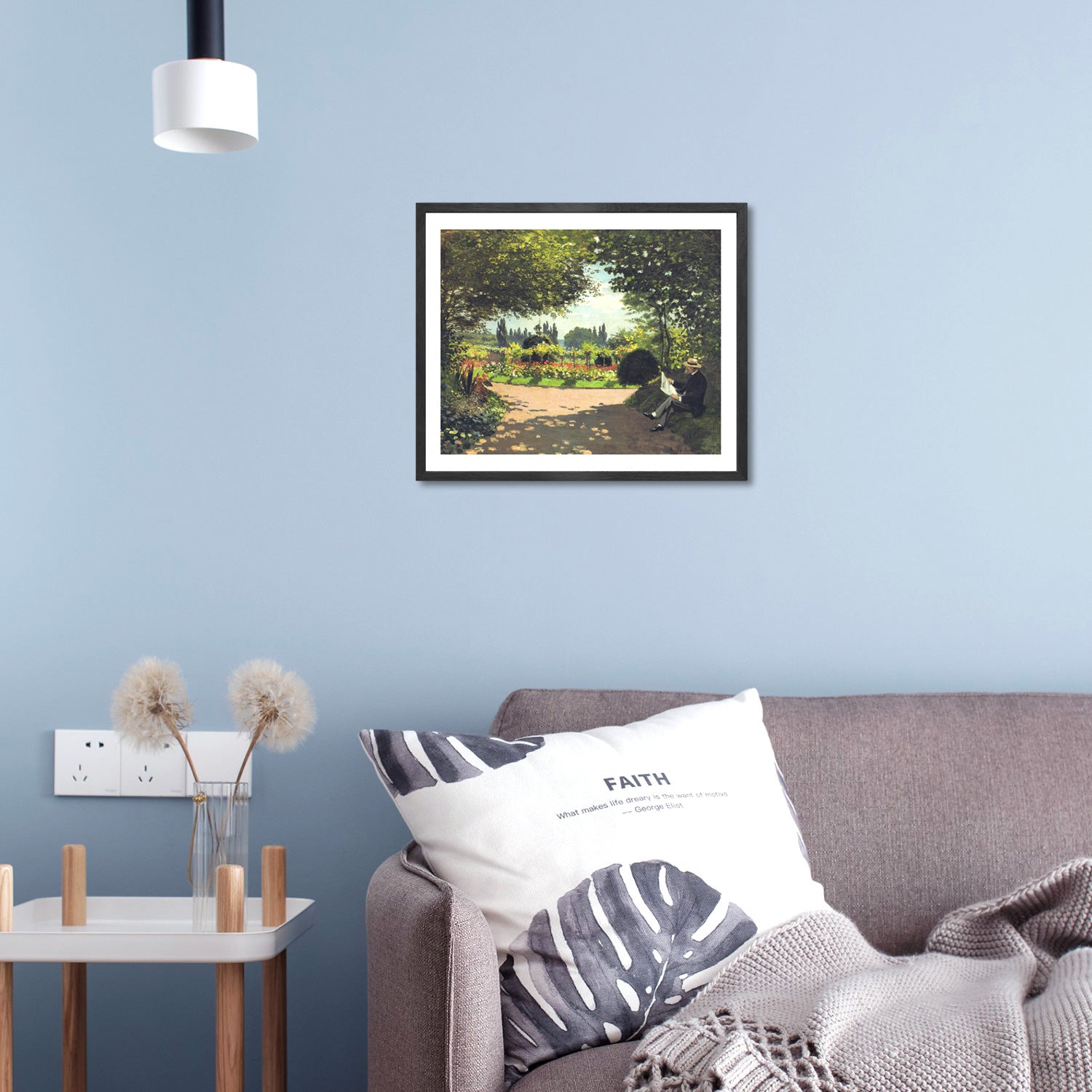 Claude Monet Wall Art Adolphe Monet Reading In The Garden Poster Framed