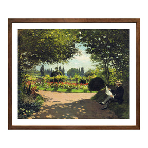 Claude Monet Wall Art Adolphe Monet Reading In The Garden Poster Framed