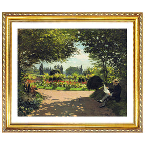 Claude Monet Wall Art Adolphe Monet Reading In The Garden Poster Framed