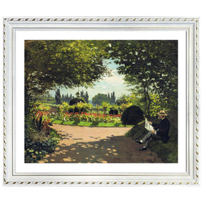 Claude Monet Wall Art Adolphe Monet Reading In The Garden Poster Framed