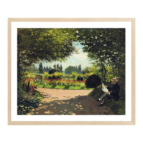 Claude Monet Wall Art Adolphe Monet Reading In The Garden Poster Framed