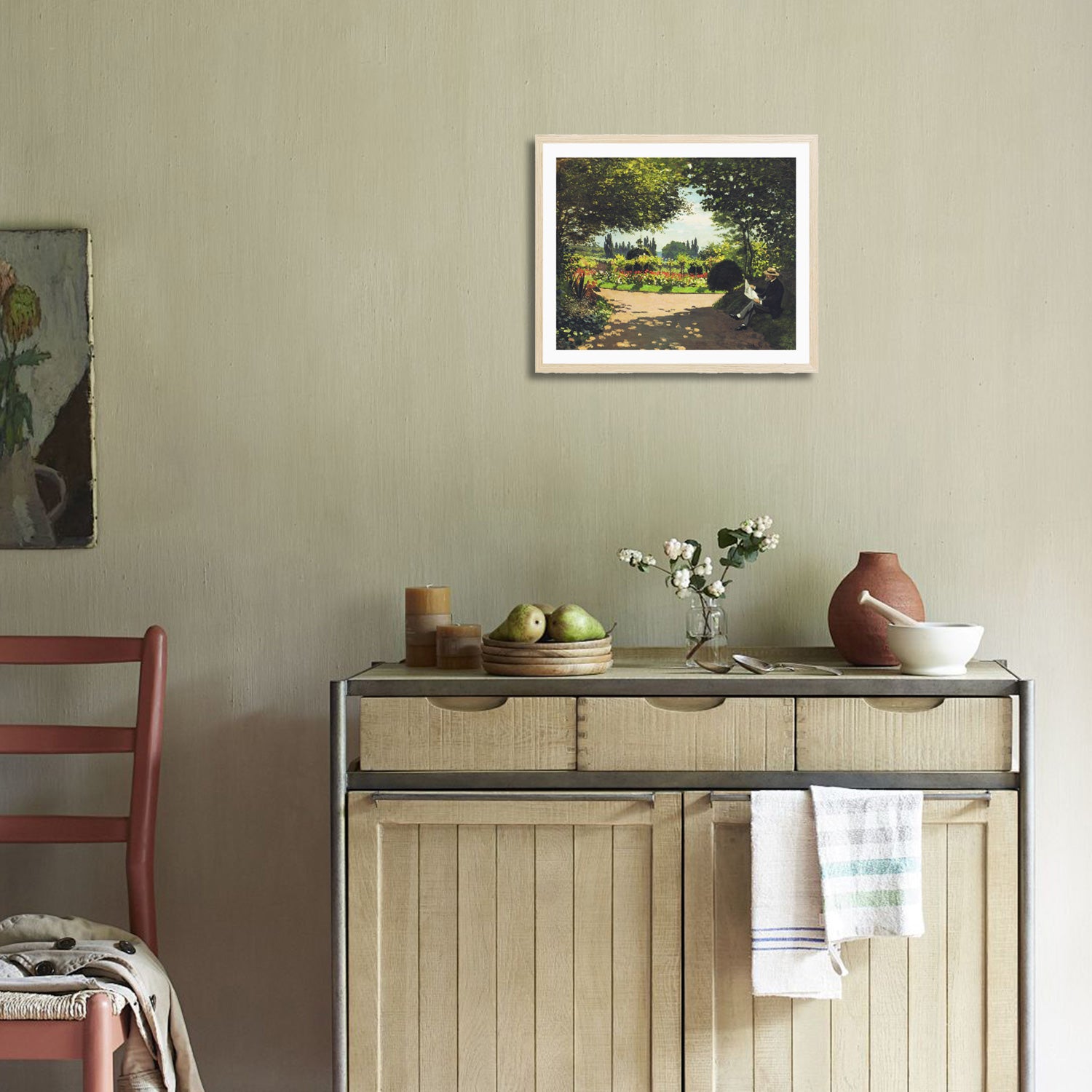 Claude Monet Wall Art Adolphe Monet Reading In The Garden Poster Framed