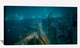 Aerial View Downtown Lights Canvas Art