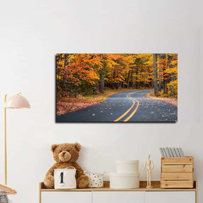 Autumn Drive Road Canvas Art