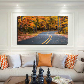 Autumn Drive Road Canvas Art