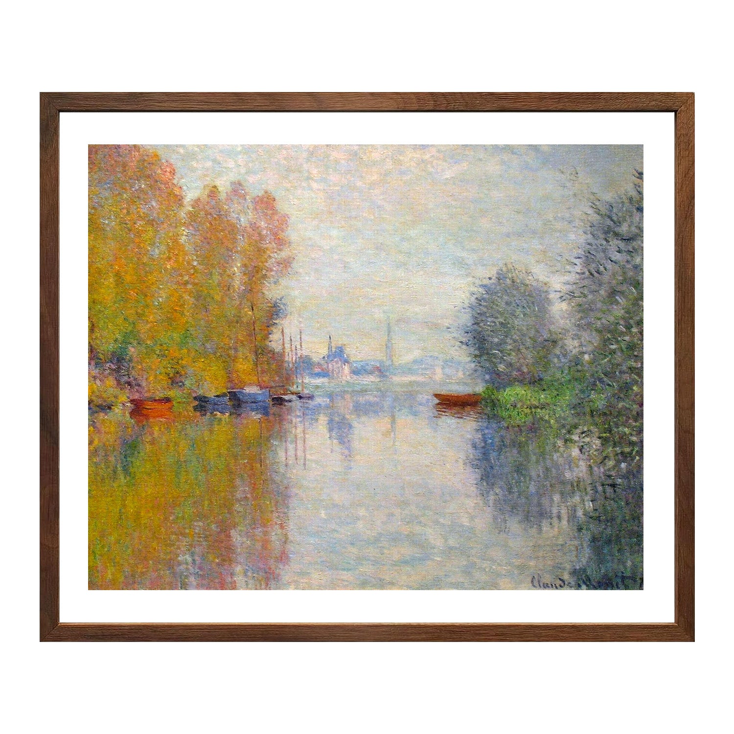 Claude Monet Wall Art Autumn On The Seine At Argenteuil Poster Framed