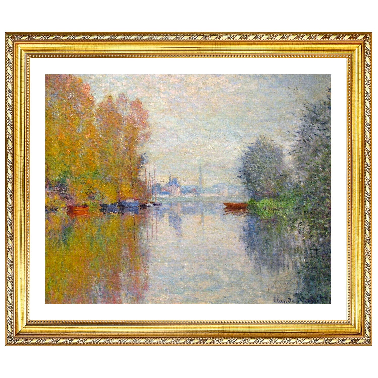 Claude Monet Wall Art Autumn On The Seine At Argenteuil Poster Framed