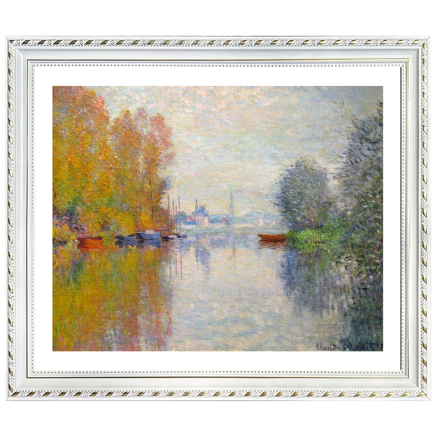 Claude Monet Wall Art Autumn On The Seine At Argenteuil Poster Framed
