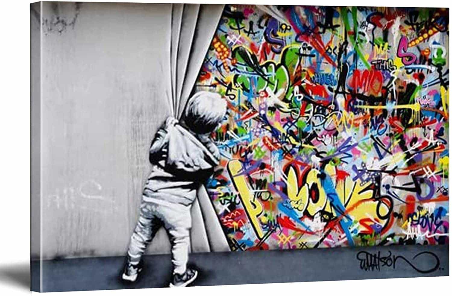 Behind Curtain Canvas Art