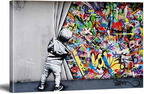 Behind Curtain Canvas Art