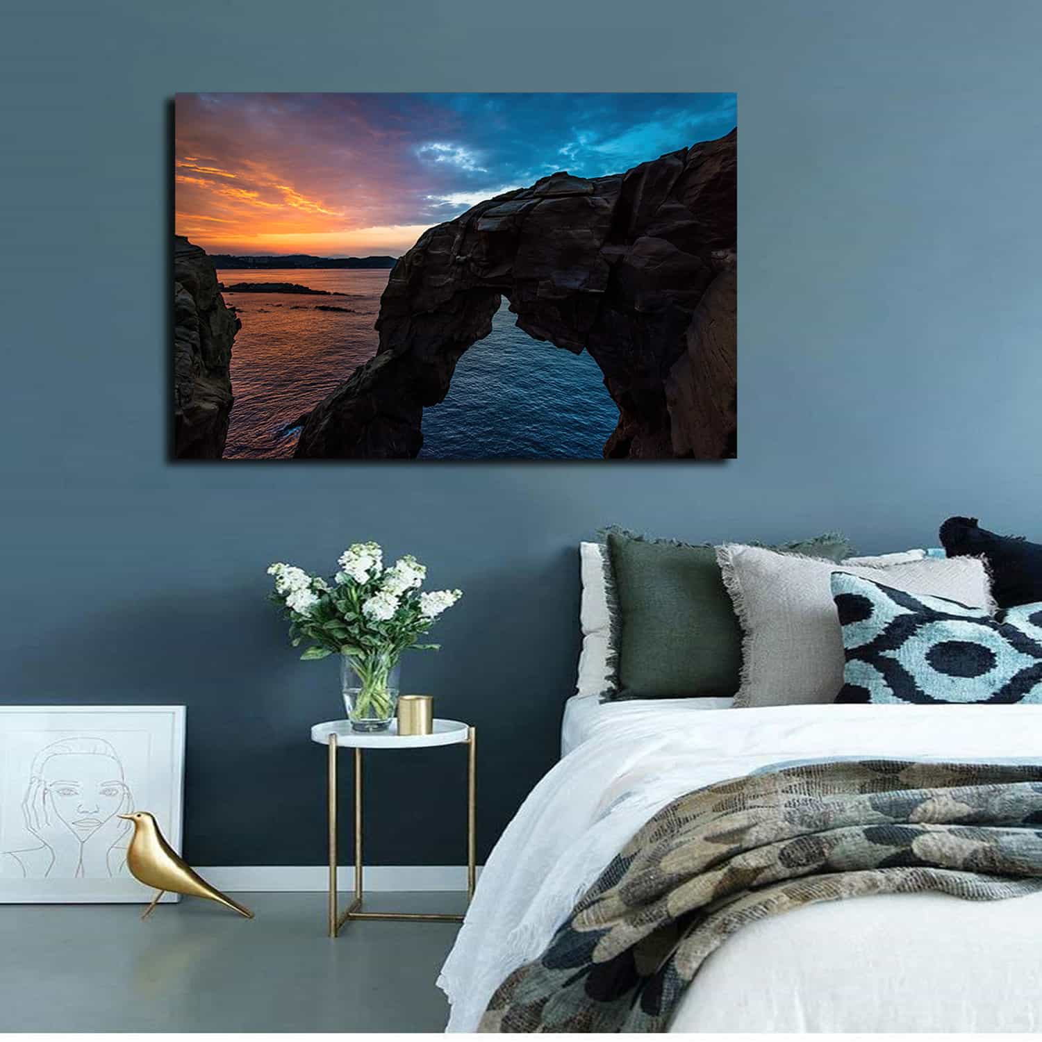 Big Rock Clouds Ocean Canvas Art