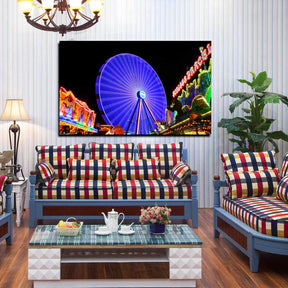Blue Ferris Wheel Canvas Art
