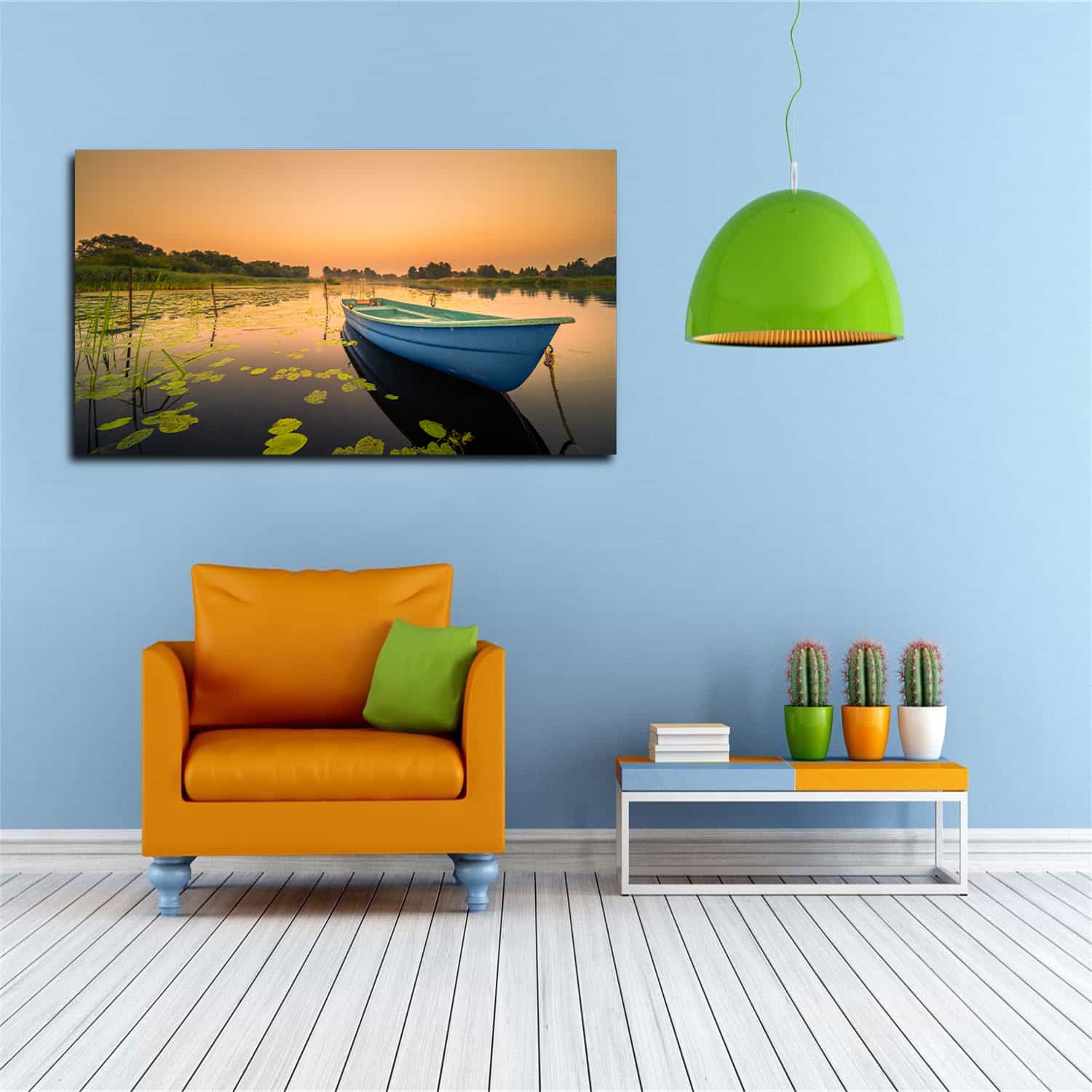 Boat Lily Water Lake Canvas Art