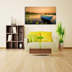 Boat Lily Water Lake Canvas Art