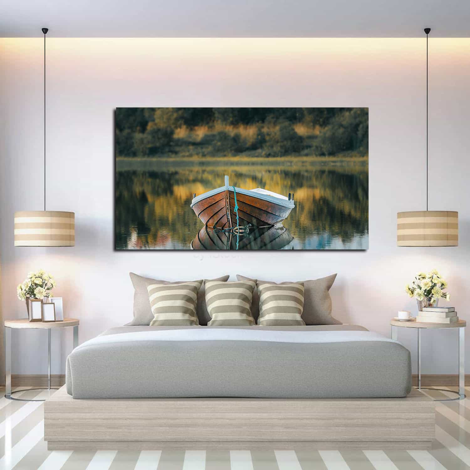 Boat Nature Reflection Canvas Art