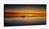 Boat Ocean Sunset Landscape Canvas Art