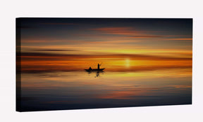 Boat Ocean Sunset Landscape Canvas Art