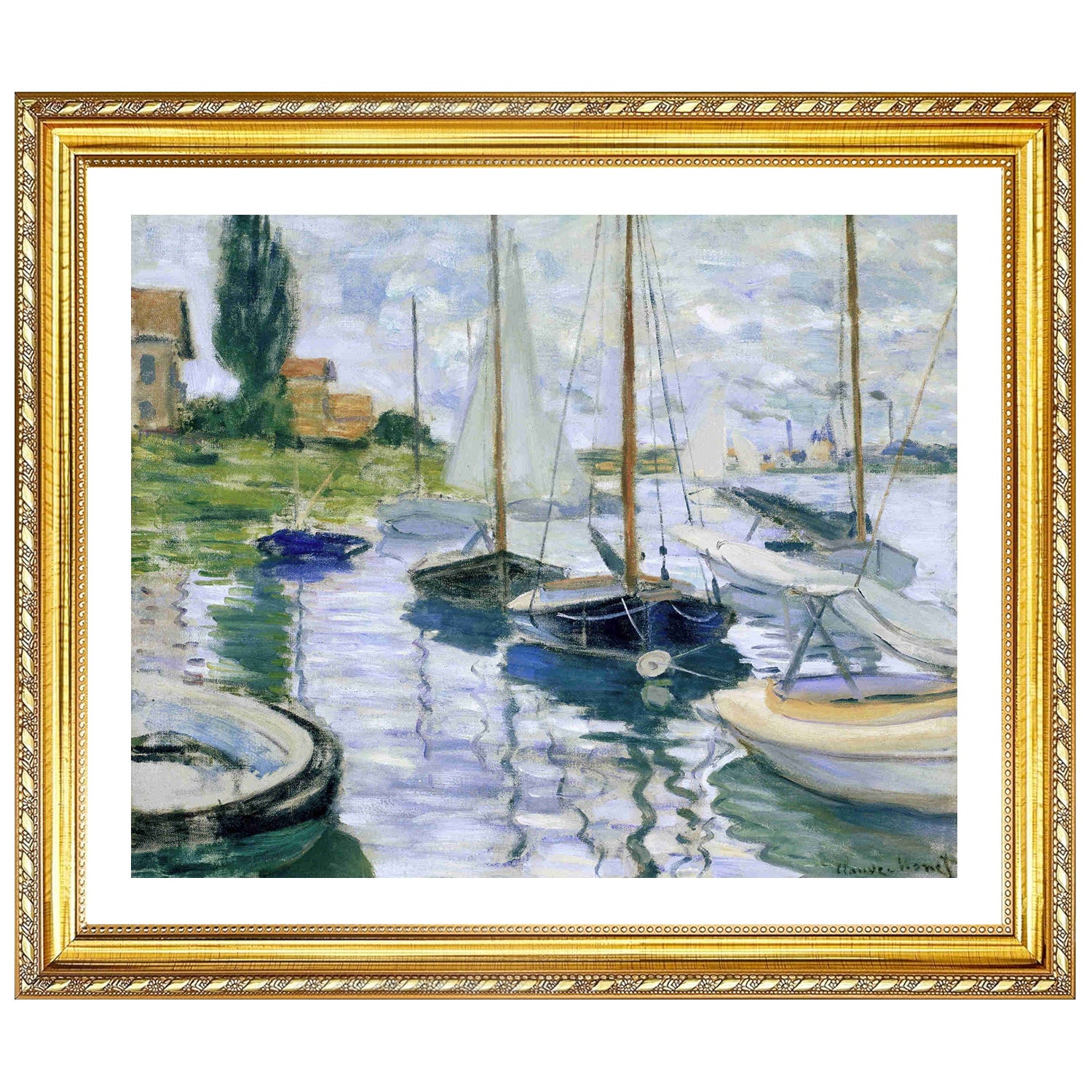 Claude Monet Wall Art Boats At Rest At Petit Gennevilliers Poster Framed