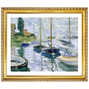 Claude Monet Wall Art Boats At Rest At Petit Gennevilliers Poster Framed