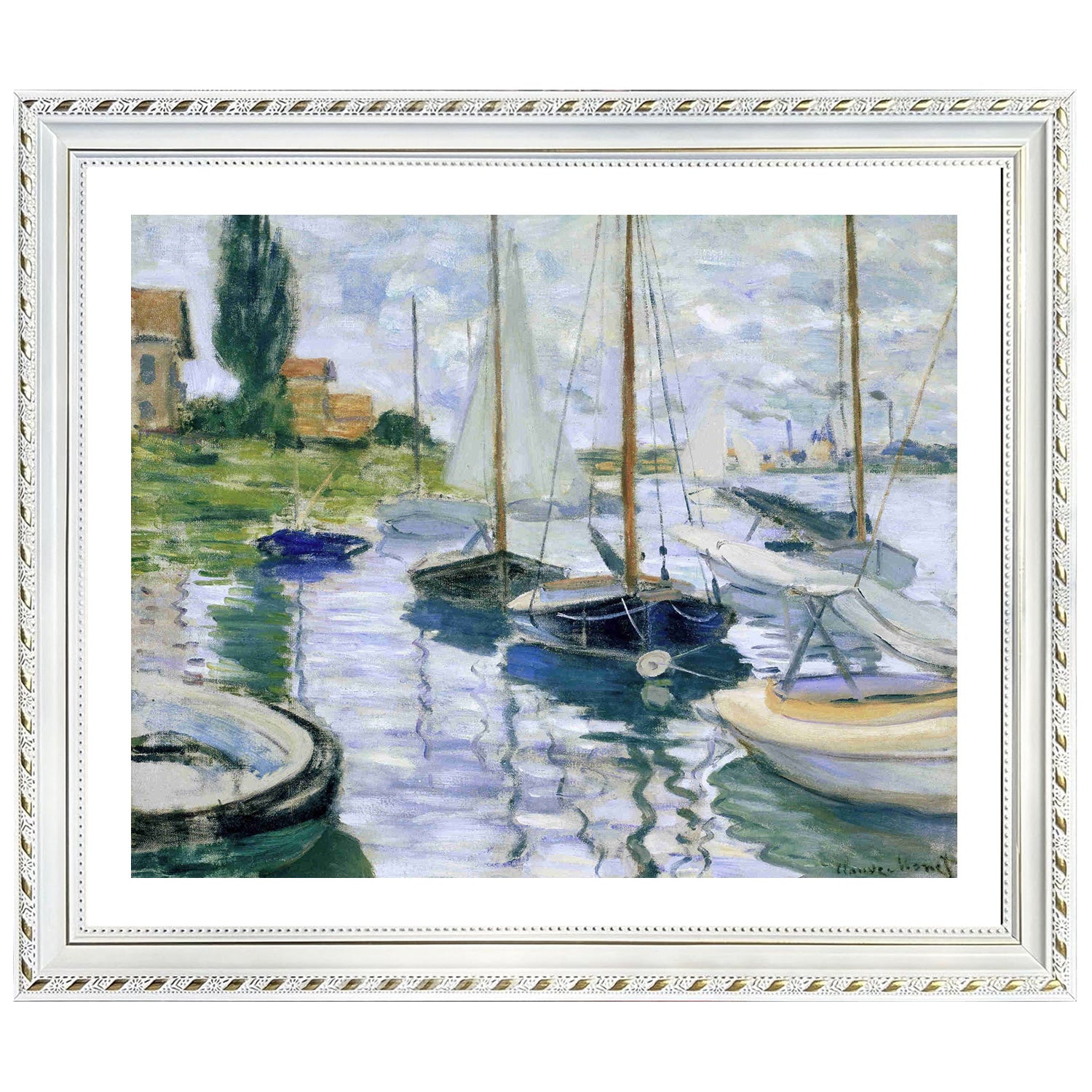 Claude Monet Wall Art Boats At Rest At Petit Gennevilliers Poster Framed