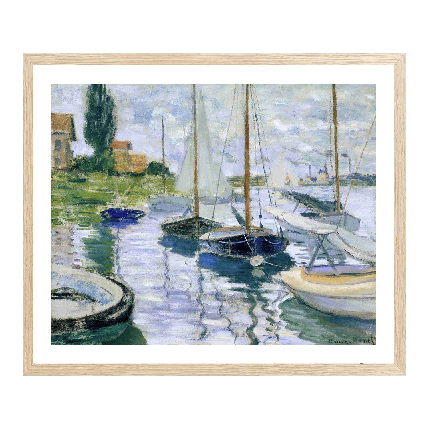 Claude Monet Wall Art Boats At Rest At Petit Gennevilliers Poster Framed