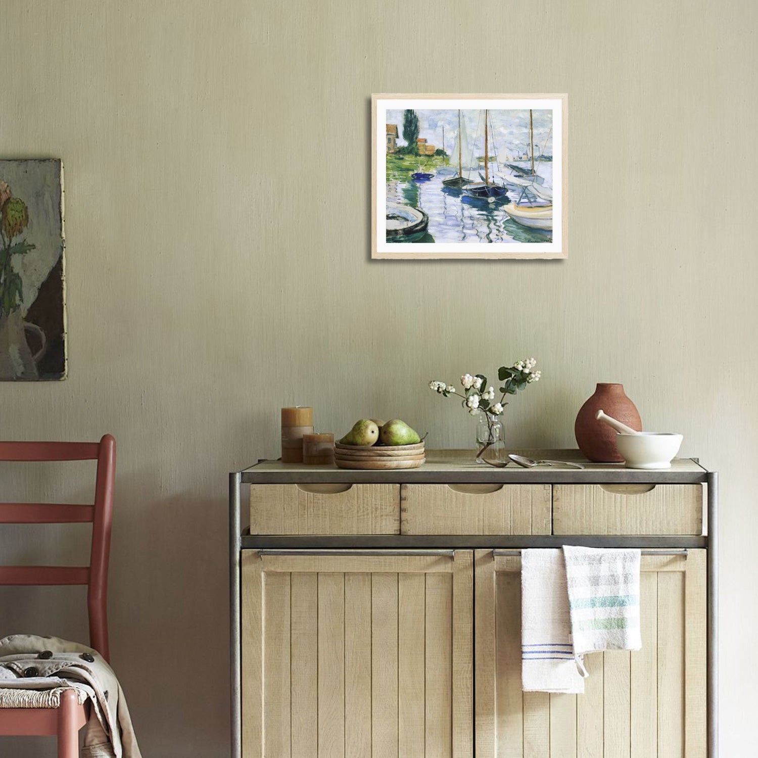 Claude Monet Wall Art Boats At Rest At Petit Gennevilliers Poster Framed