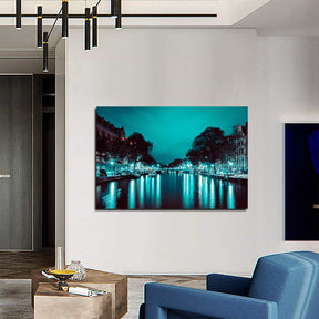 Boats Bridge Canvas Art