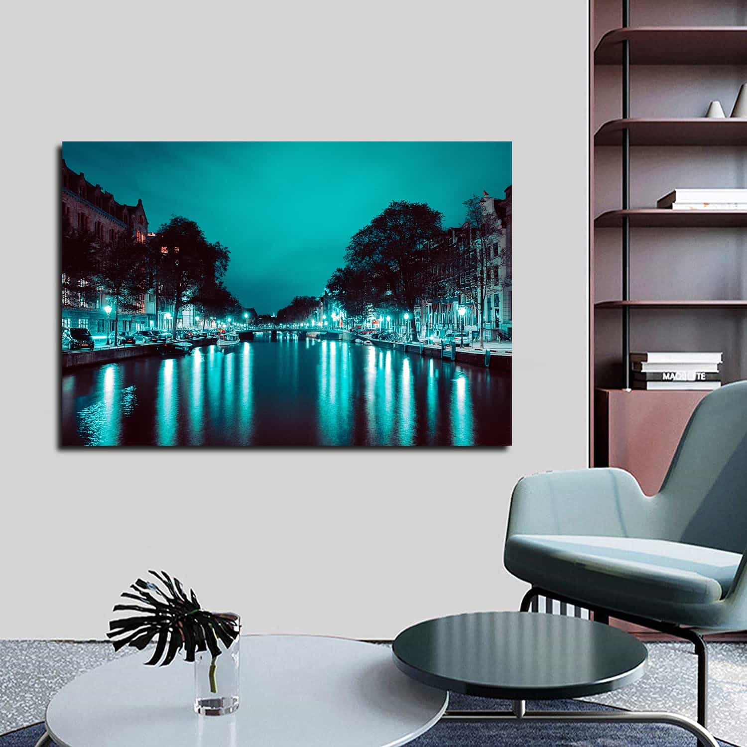 Boats Bridge Canvas Art