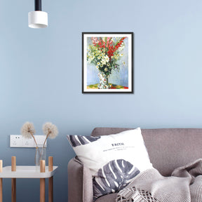 Claude Monet Wall Art Bouquet Of Gadiolas Lilies And Dasies Poster Framed