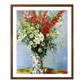 Claude Monet Wall Art Bouquet Of Gadiolas Lilies And Dasies Poster Framed