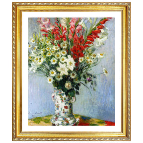 Claude Monet Wall Art Bouquet Of Gadiolas Lilies And Dasies Poster Framed