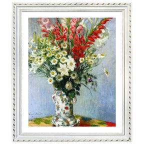 Claude Monet Wall Art Bouquet Of Gadiolas Lilies And Dasies Poster Framed