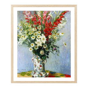 Claude Monet Wall Art Bouquet Of Gadiolas Lilies And Dasies Poster Framed