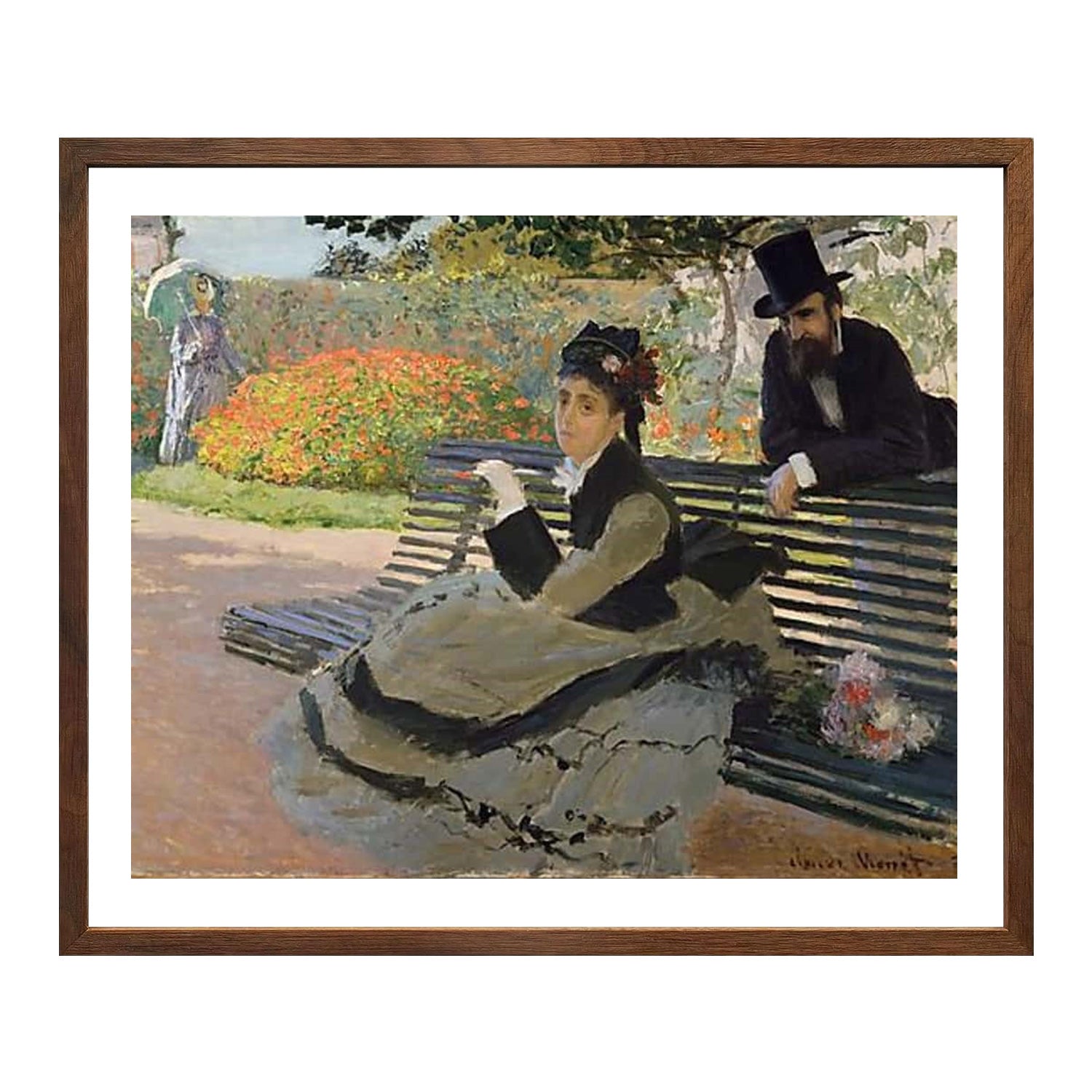 Claude Monet Wall Art Camille Monet On A Garden Bench Poster Framed