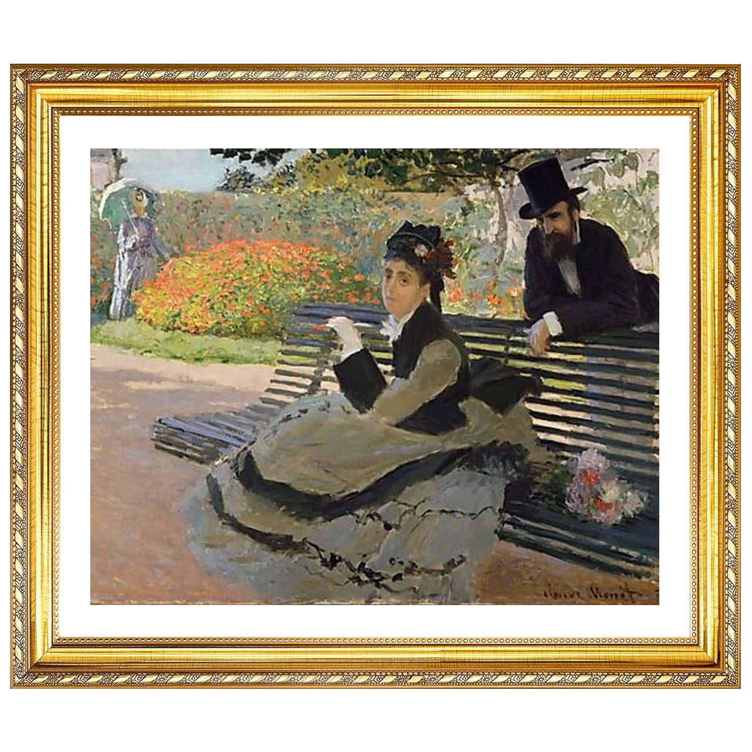 Claude Monet Wall Art Camille Monet On A Garden Bench Poster Framed