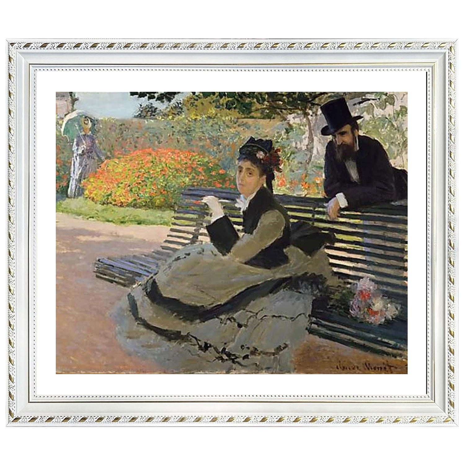 Claude Monet Wall Art Camille Monet On A Garden Bench Poster Framed
