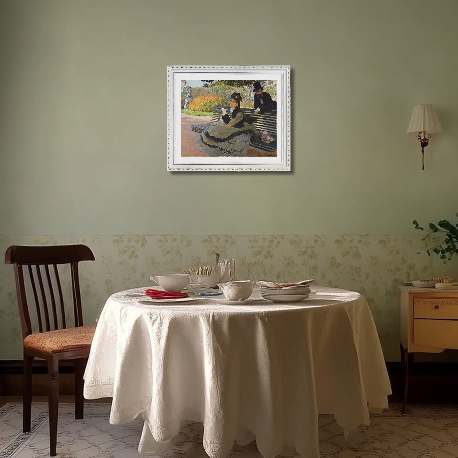 Claude Monet Wall Art Camille Monet On A Garden Bench Poster Framed