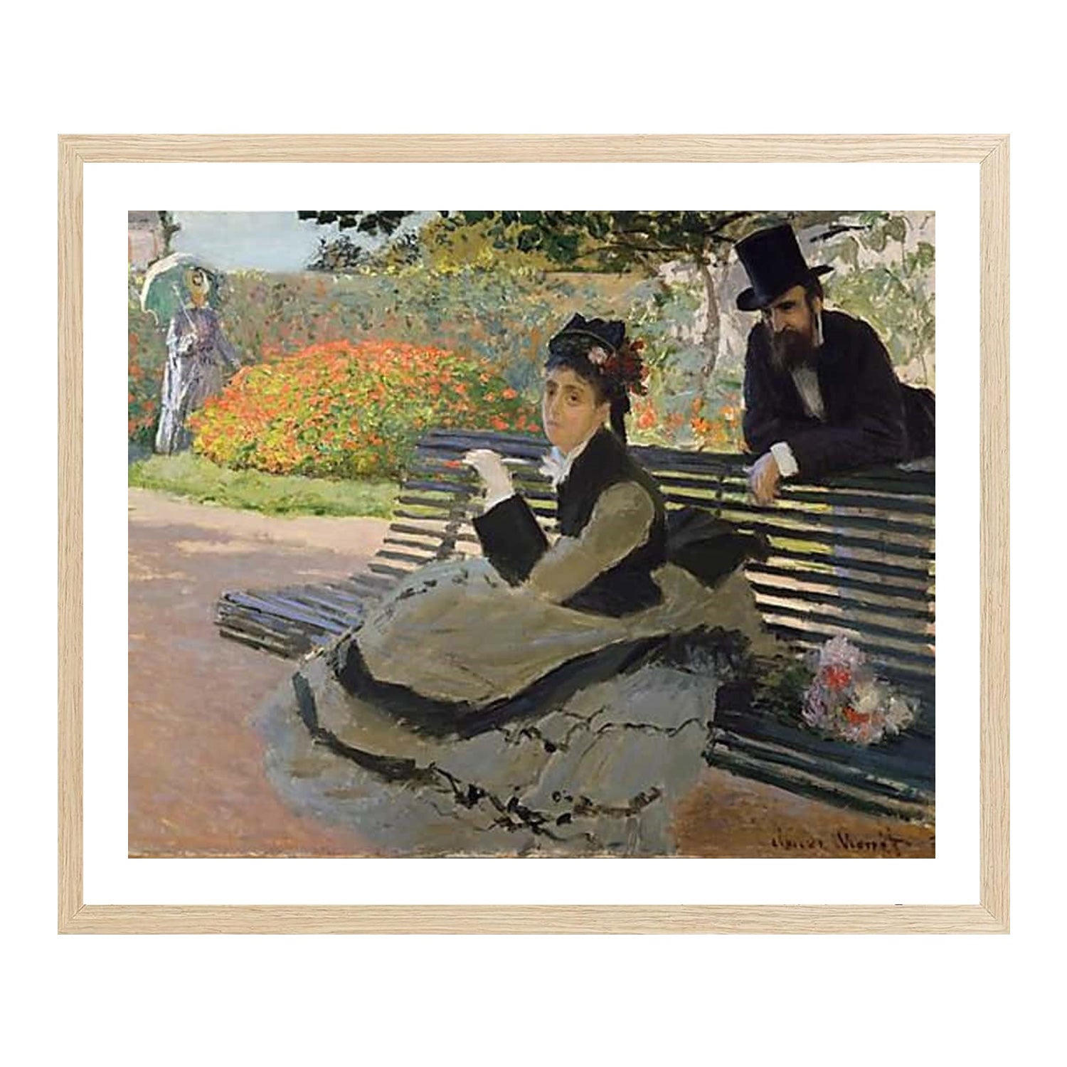 Claude Monet Wall Art Camille Monet On A Garden Bench Poster Framed