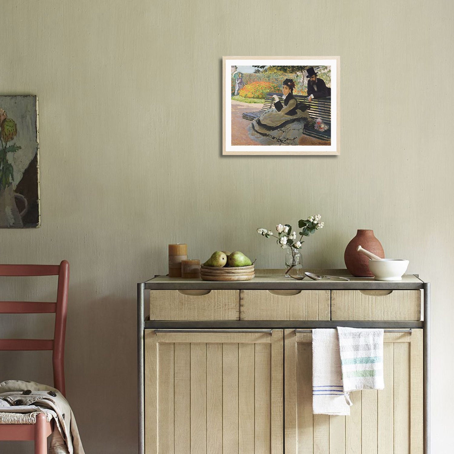 Claude Monet Wall Art Camille Monet On A Garden Bench Poster Framed